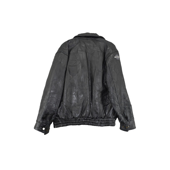Vintage MAXAM Lambskin Leather Biker Jacket Harley Patch Mosaic Panel Black M - Picture 3 of 8